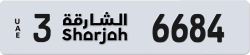 Plate number Sharjah 6684 code 3 For sale