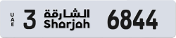 Plate number Sharjah 6844 code 3 For sale