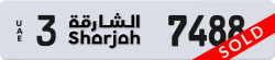 Plate number Sharjah 7488 code 3 For sale