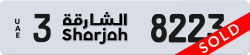 Plate number Sharjah 8223 code 3 For sale