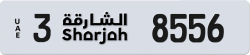 Plate number Sharjah 8556 code 3 For sale