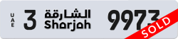 Plate number Sharjah 9973 code 3 For sale