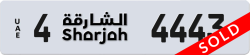 Plate number Sharjah 4443 code 4 For sale